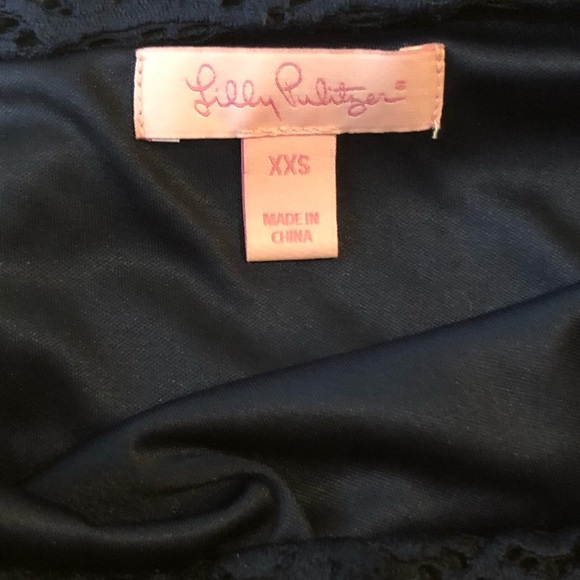 Lilly Pulitzer Jade Dress True Navy Scalloped Shell Lace Off Shoulder, Size XXS - Picture 9 of 9